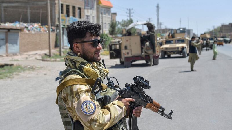 An Afghan army commando on patrol. These units  fought hard and held the line against the Taliban in some cities, like Lashkar Gah, until they were withdrawn. Photograph: Getty