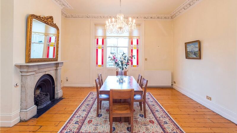 Number 55 Palmerston Road has period features such as marble fireplaces and ruby red stained glass