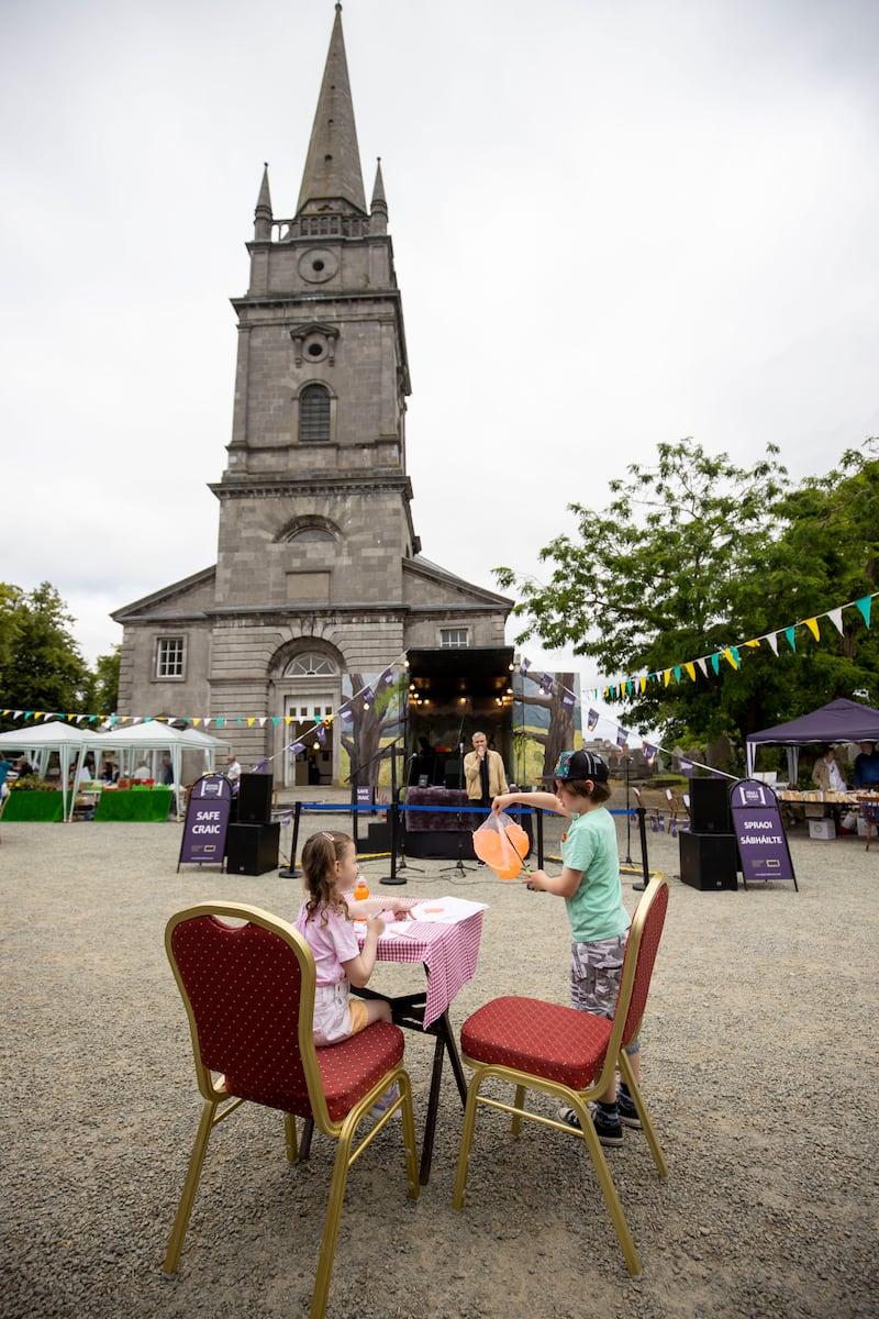 St Peter's Church of Ireland, Drogheda, Co. Louth, at the Festival in a Van. Pictured are three-year-old Lacey Callaghan from Drogheda and six-year-old  Oisin McCreanor from Dunleer. Photograph: Tom Honan