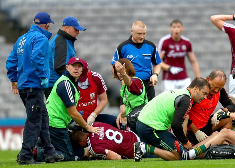 Paul Conroy suffered a gruesome leg break against Kerry. Photograph: James Crombie/Inpho