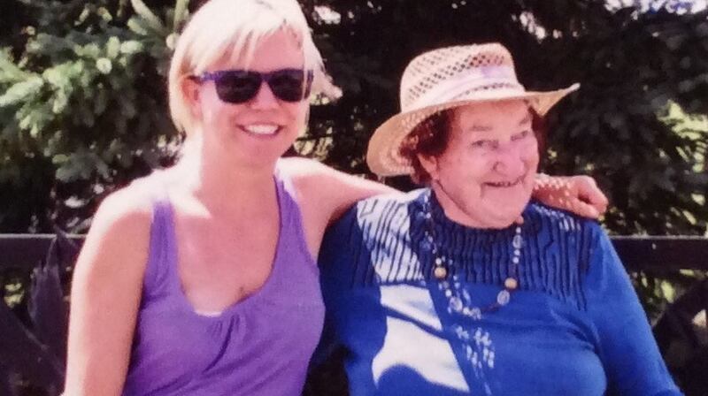 Eileen Jones with her granddaughter Erin McAusland outside her home in Elora, Ontario. ‘Though Canada has been my home for so many years, Ireland remains my first love.’
