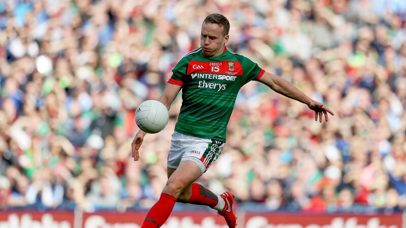 Andy Moran: Starting to show his age and unless Mayo are able to get runners around him straight away now, he looks like getting bottled up. Photograph: Tommy Dickson/Inpho