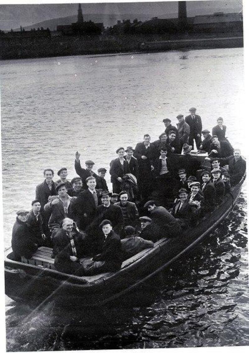 Dockworkers on the Liffey Ferry. Photograph: The Irish Nautical Trust