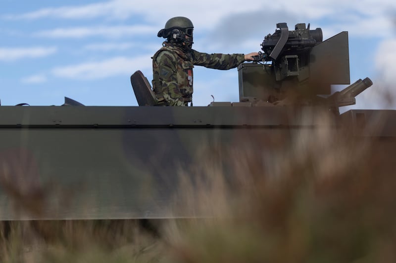 The 127th Infantry Battalion’s MOWAG armoured personnel carrier during the Mission Readiness Exercise. Photograph: Chris Maddaloni
