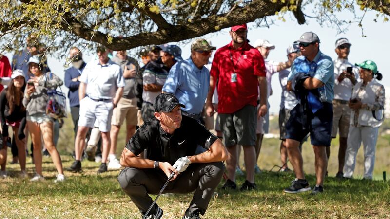 Rory McIlroy  following his shot on the 18th hole during the first round of the Valero Texas Open  in San Antonio, Texas. Photograph:  Stacy Revere/Getty Images