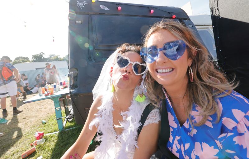 Michelle Bradley and Sarah Jane Wall from Clogherhead, Co Louth, at Electric Picnic on Sunday.  Photograph: Alan Betson/The Irish Times

