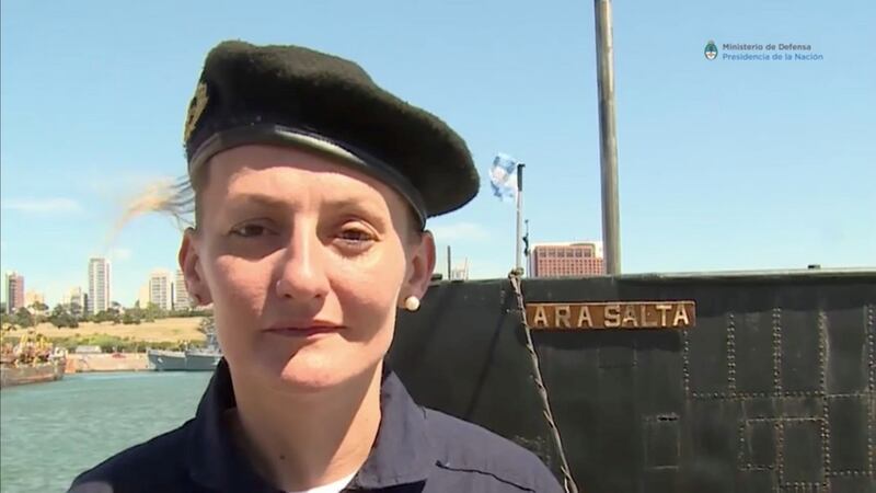 Eliana María Krawczyk, a submarine officer on board the Argentine navy submarine ARA San Juan, which went missing in the South Atlantic,  in a still image taken from a Ministry of Defence of Argentina video. File photograph: Ministerio de Defensa de Argentina/Reuters