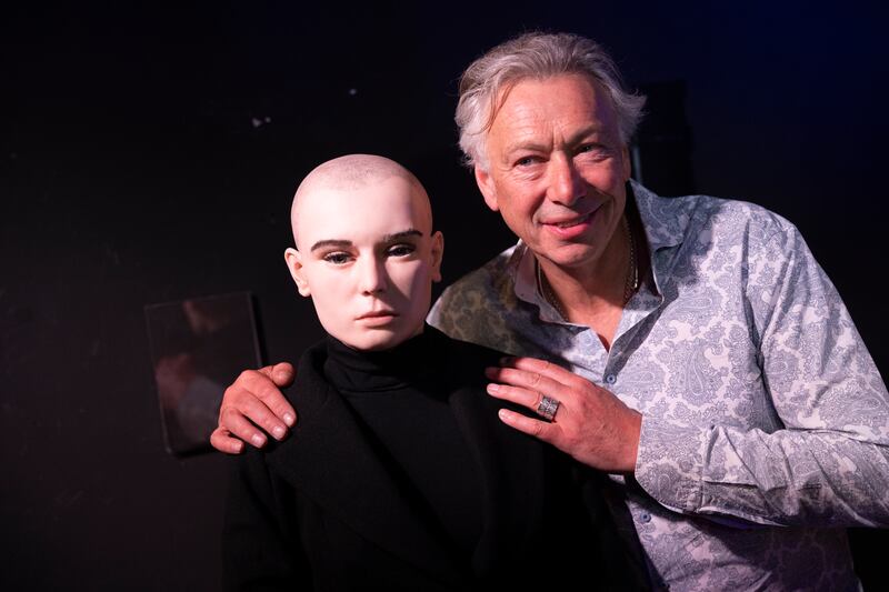 Museum Director Paddy Dunning and the new wax figure of Sinéad  O'Connor at the National Wax Museum.  Photograph: Sam Boal/Collins