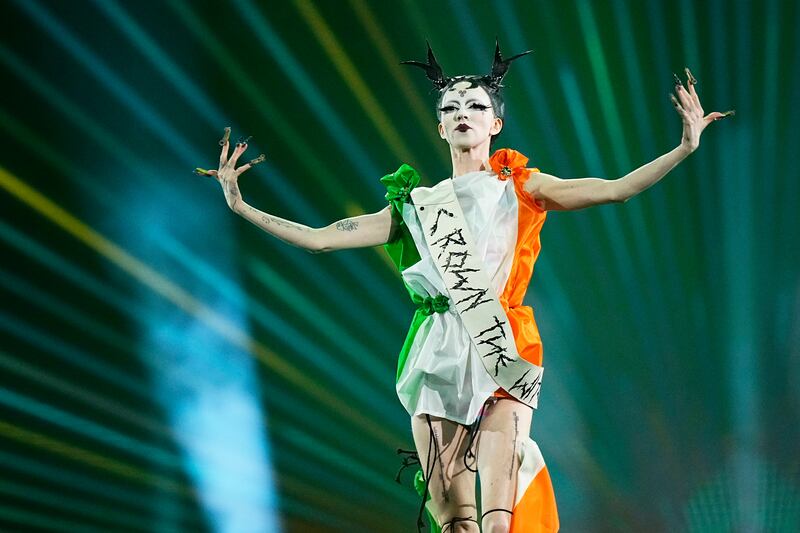Bambie Thug enters the stage during the opening ceremony of the Eurovision Song Contest 2024 final at Malmö Arena. Photograph: Martin Sylvest Andersen/Getty Images