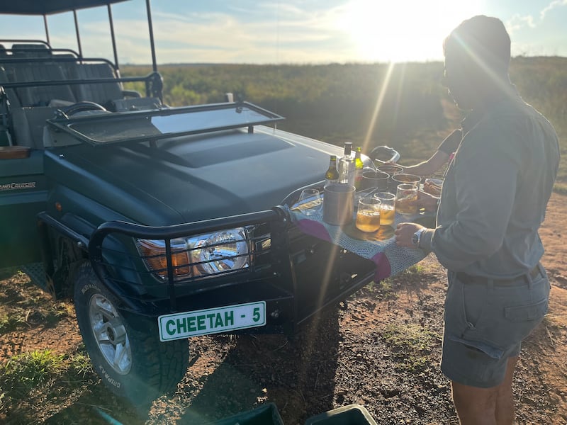 Sundowner in Nambiti game reserve. Photograph: Martin Doyle