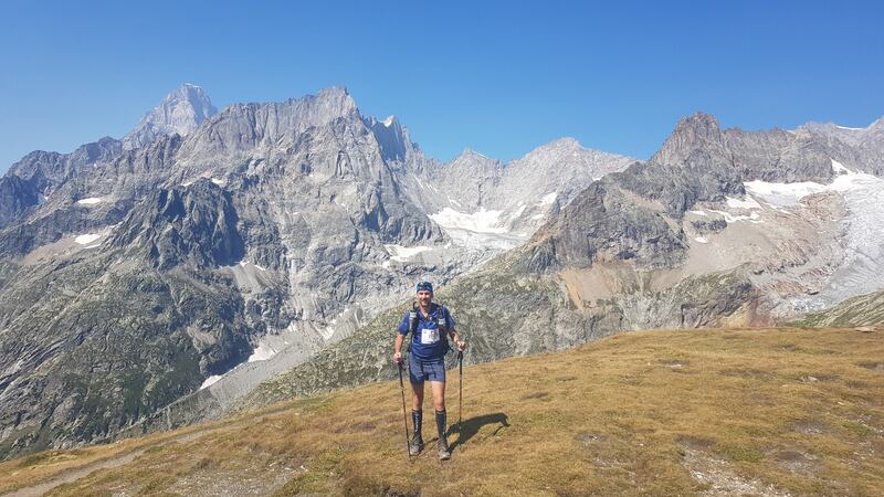 Richard Nunan on the Grand Col Ferret during the UTMB PTL race in 2018.