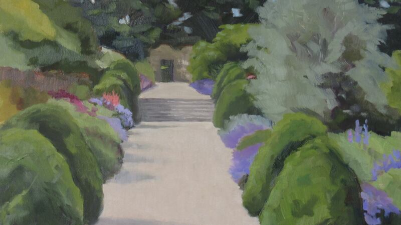 Painting by Maria Levinge in the walled garden at Altamount, Co Carlow