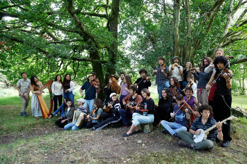 All the Ethno Ireland participants at Lough Dan Scout Centre, Lough Dan, Co Wicklow.  Photograph: Nick Bradshaw/The Irish Times