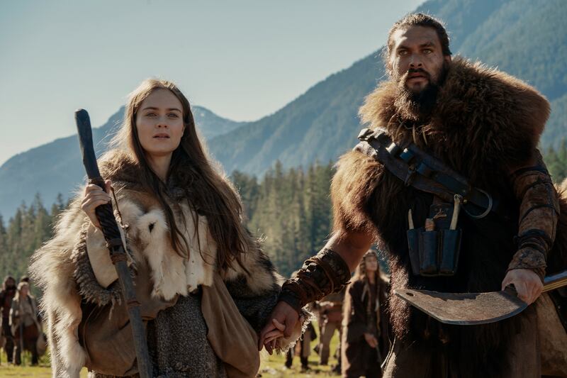 Jason Momoa and Hera Hilmar in ‘See’. Photograph: Apple