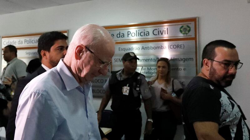 Former Olympic Council of Ireland president Pat Hickey at a police station in Rio de Janeiro, Brazil in 2016. Photograph: Ricardo Moraes/Reuters