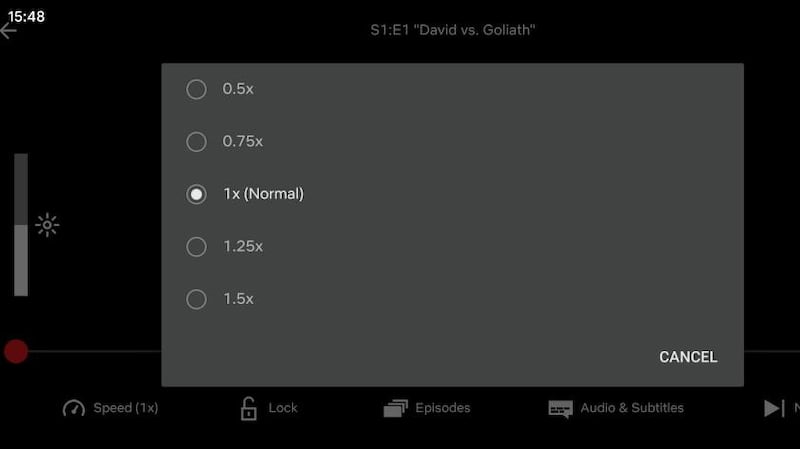 Netflix playback speed settings on Android. Photograph: Samuel Gibbs/Guardian