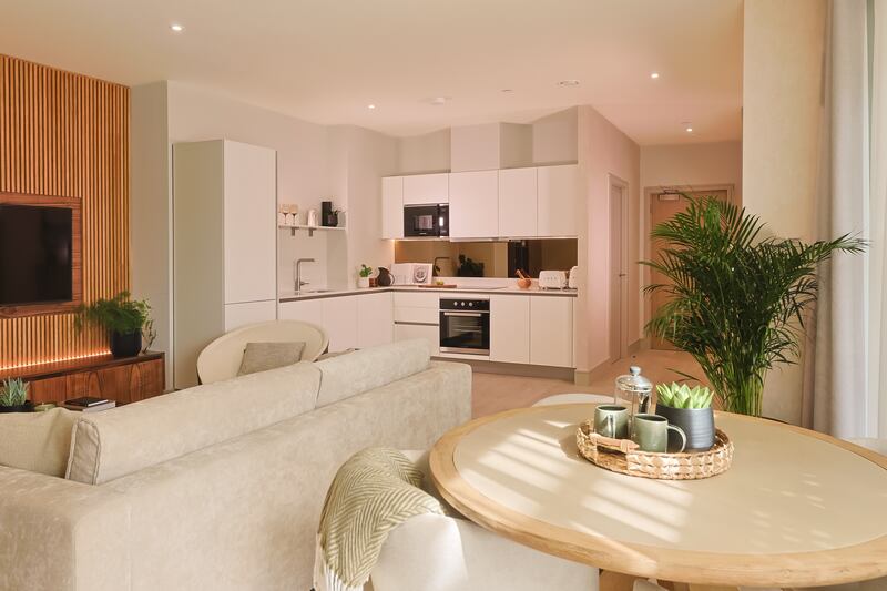 View of kitchen from the living area