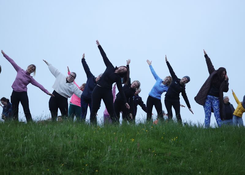Michelle O'Brien with her group of Pilates practitioners. Photograph: Alan Betson/The Irish Times

