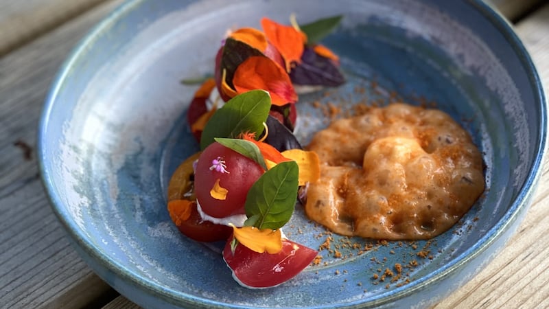 The summer 2020 tomato dish at Dede in Baltimore. Photograph: Corinna Hardgrave