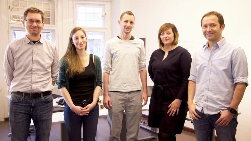 Direkt36: Andras Petho (right) with colleagues at Hungarian investigative news website Direkt36. He left media portal Origo in 2014, after his articles about a senior government figure prompted his editor to be forced to resign. Photograph: Daniel McLaughlin