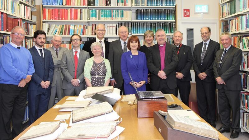 Minister for Culture, Heritage and the Gaeltacht, Josepha Madigan, with staff and the managing committee of the RCB Library during the Minister’s informal visit to the library to announce a capital grant from her department.