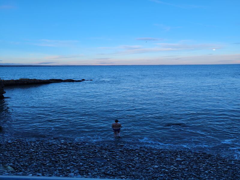 Enjoying a late evening swim at Helvic fishing pier, where Sólás na Mara is located