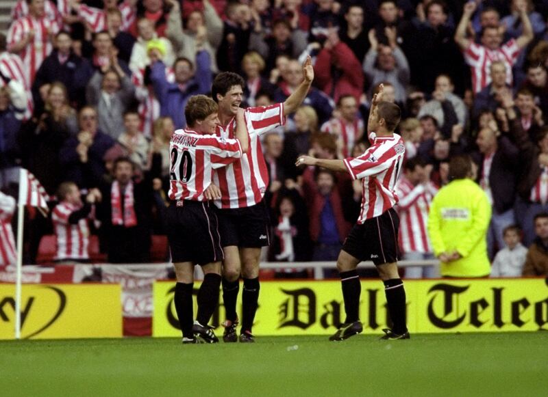 Niall Quinn, one half of several fine striking duos. Photograph: Clive Brunskill/Allsport