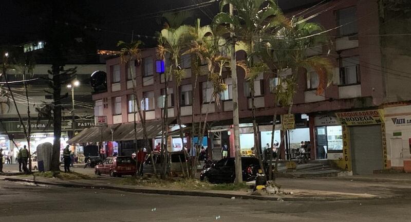 The square's drinking establishments at night
