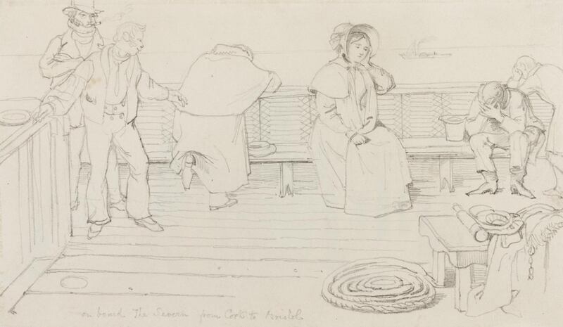 Unquiet passage: On board the Severn from Cork to Bristol, drawn by Daniel Maclise in the mid-19th century. Photograph: Victoria and Albert Museum