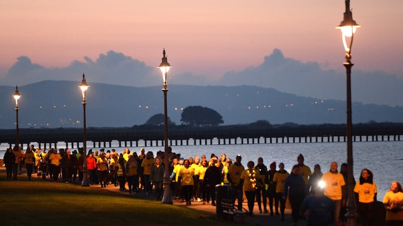 Participants in the Darkness Into Light event in Clontarf. Photograph: Dara Mac Dónaill/The Irish Times
