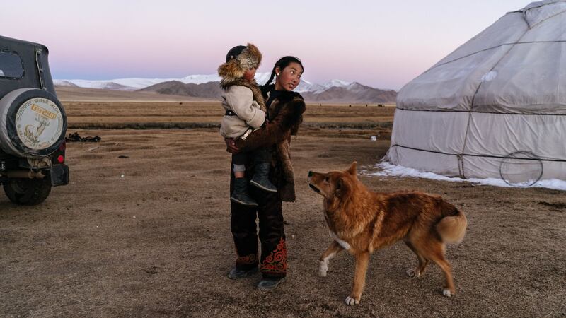 Talap Zamanbol (14) returns home after the Golden Eagle Festival in Bayan Ulgii, Mongolia, on October 6th, 2018. Photograph: Hannah Reyes Morales/The New York Times