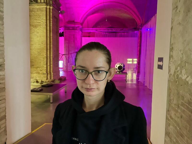 Iryna Bilan, head of fundraising at Ukraine's Art Arsenal cultural centre, who took part in the Maidan revolution of 2013-2014: 'I went into the tent and woke up the other girls and told them to run.' Photograph: Daniel McLaughlin