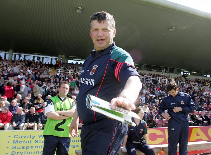 John O'Mahony: was first elected as TD for the Mayo constituency just days after managing the county in a 2007 Connacht SFC opener against Galway. Photograph: Morgan Treacy/Inpho