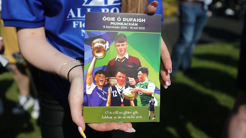 The Order of Service at  the funeral for Monaghan GAA U20 star Brendan Óg Duffy at St McCartan’s Cathedral in Monaghan town on July 21st. Photograph: Niall Carson/PA Wire