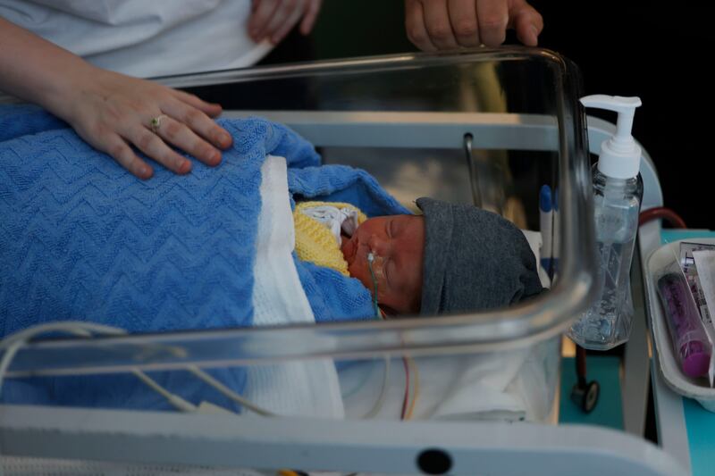 Baby Louis who is two weeks old, in the neonatal intensive care unit at Holles Street, where he is doing really well. Photograph: Alan Betson 
