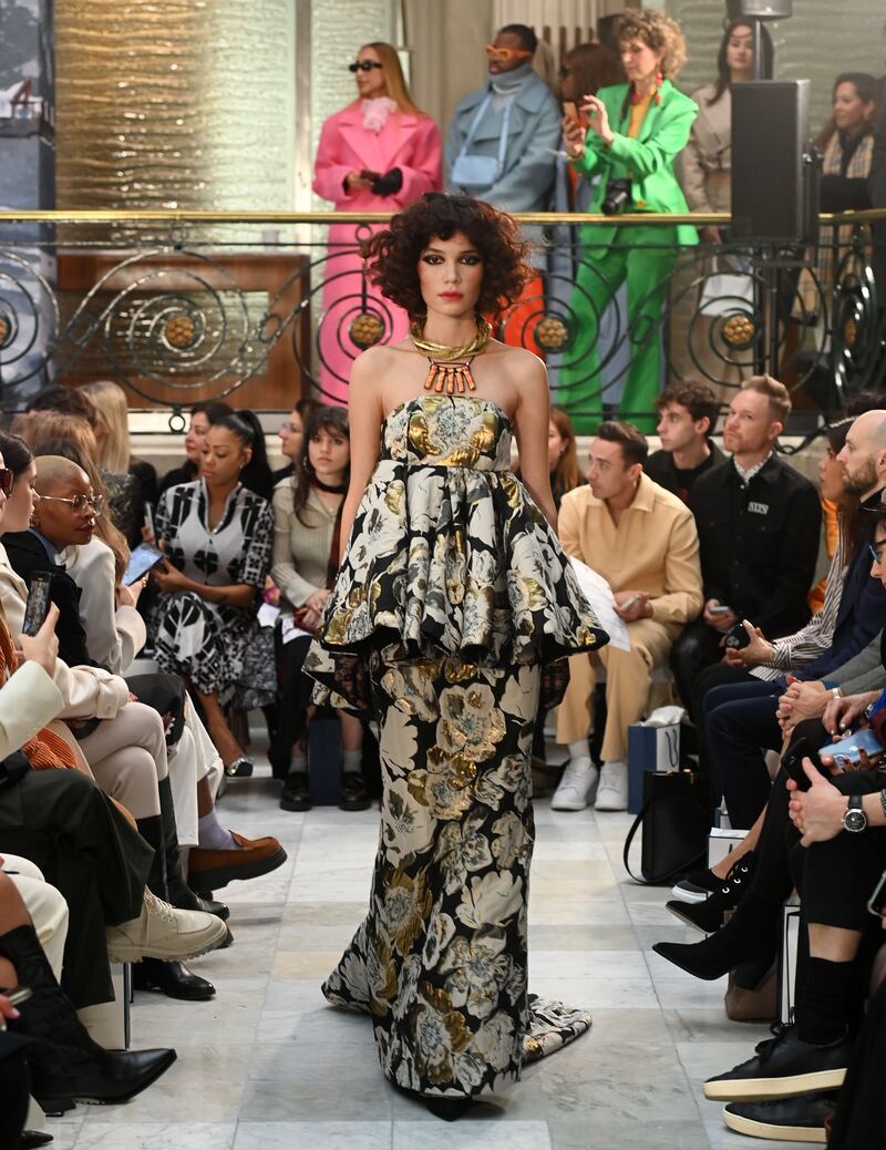 Paul Costelloe's runway show at London Fashion Week. Photograph: Andy Rain/EPA