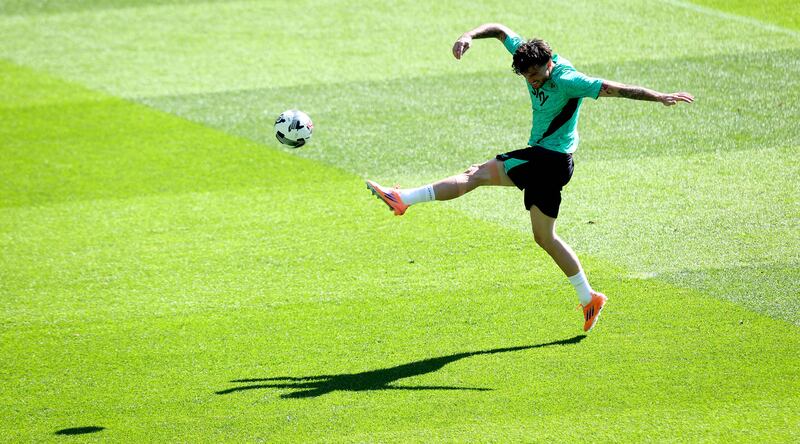 Ireland's Troy Parrott training in Lisbon, Portugal. Photograph: Ryan Byrne/Inpho