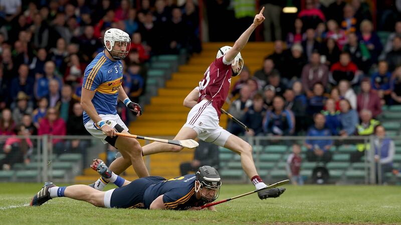 Jason Flynn celebrates his league final goal. Photograph: Donall Farmer/Inpho