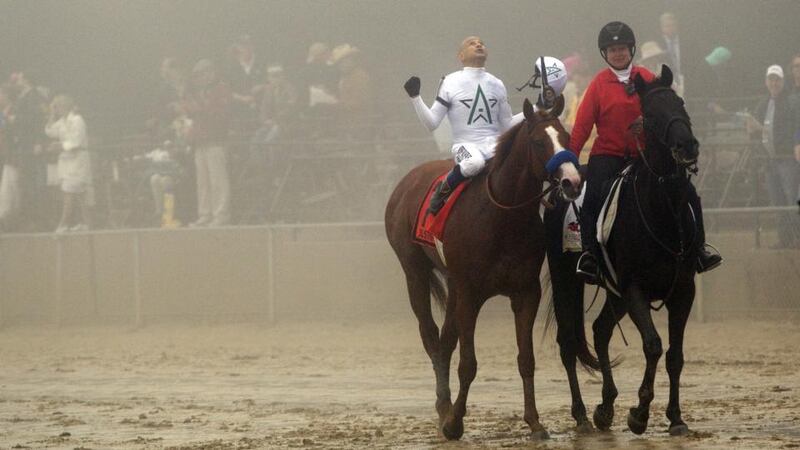 Smith looks to the heavens after winning. Photo: Horsephotos/Getty Images