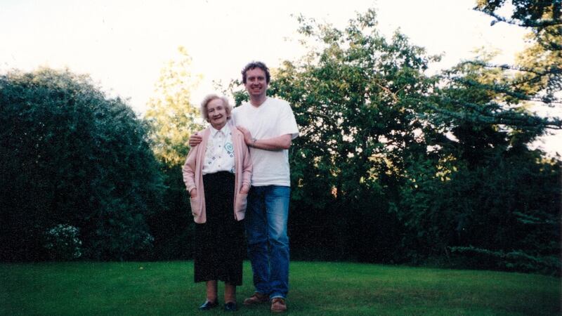 Patrick FitzSymons with his mother Patricia in the mid-1990s