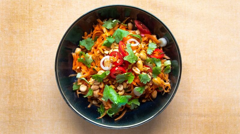 Carrot, chilli and peanut salad.