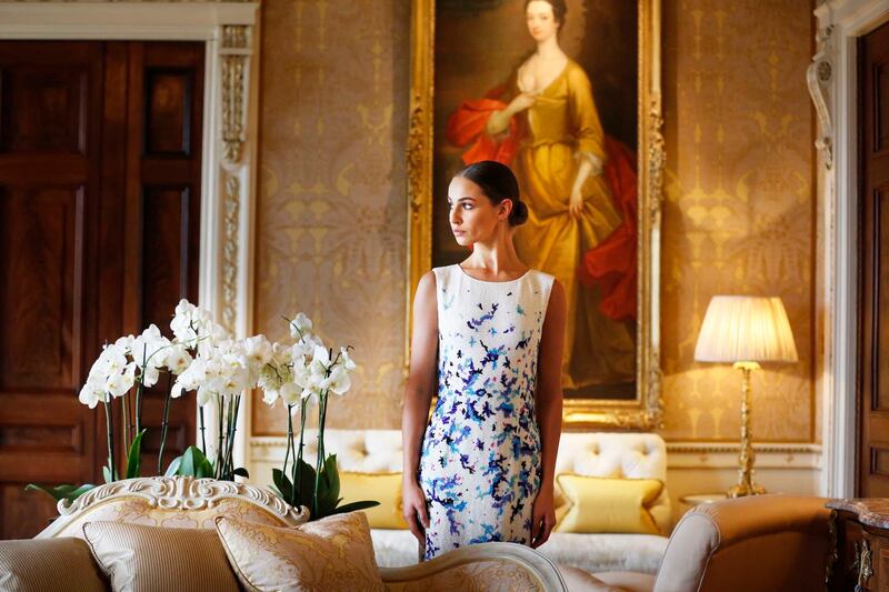 Thalia wearing Loren embellished paint print dress (€4,995). Photograph: Sasko Lazarov/Photocall Ireland