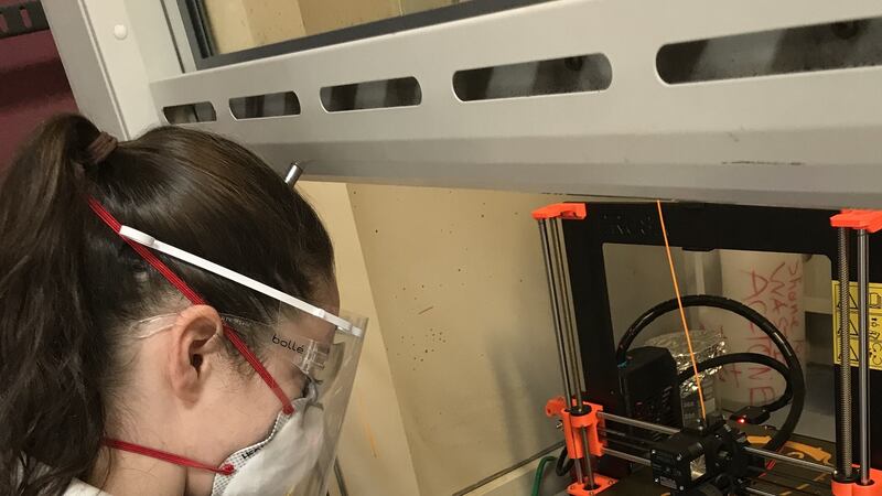 I-Form researcher Heather O’Connor printing one of the centre’s face masks.
