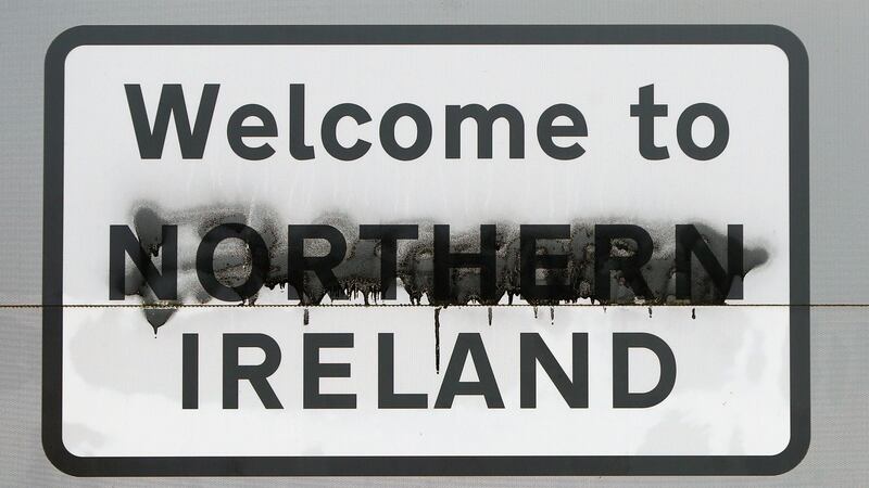 A road sign on the Border between Donegal and Derry. Photograph: Niall Carson/PA Wire