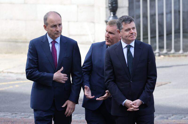 Taoiseach Micheál Martin, Minister for Finance Paschal Donohoe and Minister for Public Expenditure Michael McGrath. Photograph: Nick Bradshaw