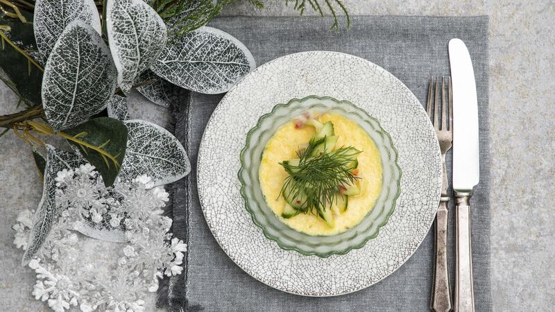 Smoked salmon custards are soft and silky, perfect with pickled cucumber for a stress-free starter.