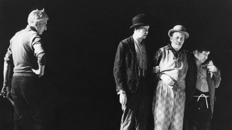 Waiting for Godot: When Didi cries out “A charnel house! A charnel house!” is it the Great Hunger he is thinking of, or Auschwitz? Photograph of  Samuel Beckett at a rehearsal of the play in 1975 by Heuer/Ullstein Bild via Getty