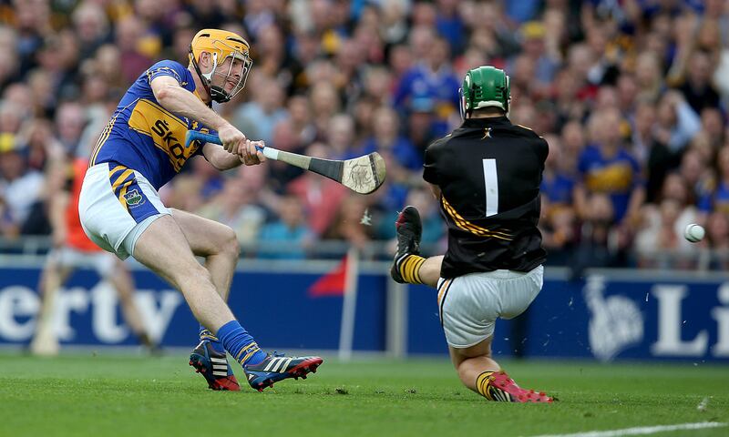 Seamus Callanan of Tipp scores the first goal of the game passed Kilkenny goalkeeper Eoin Murphy in 2014. Photograph: Donall Farmer/Inpho
