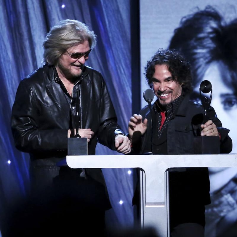 Daryl Hall and John Oates accept their award during the Rock and Roll Hall of Fame Induction Ceremony in 2014. Photograph: Richard Perry/The New York Times