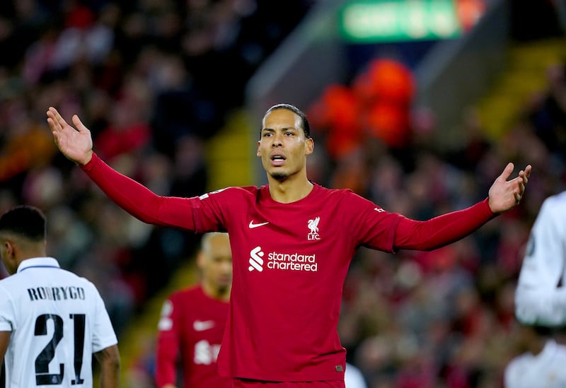 Liverpool's Virgil van Dijk against Real Madrid. Photograph: Peter Byrne/PA